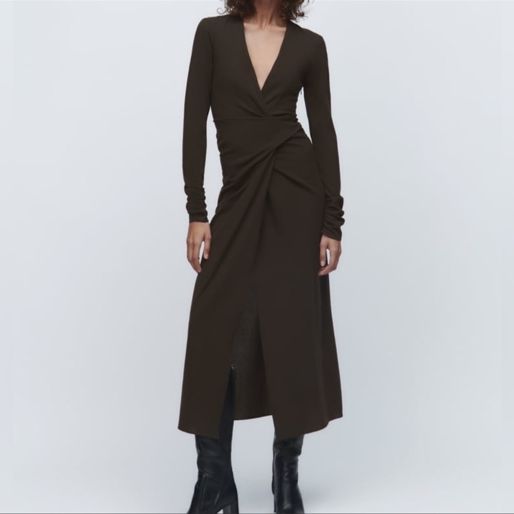 Zara wool blend draped dress